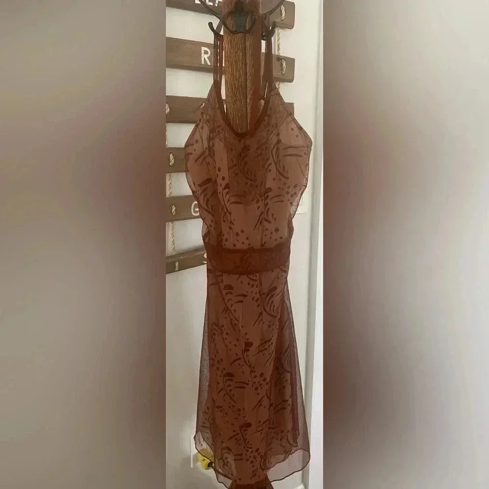 Free People Women’s Layered Lace Sleeveless Backless Halter Mini Dress Small EUC - Picture 2 of 15